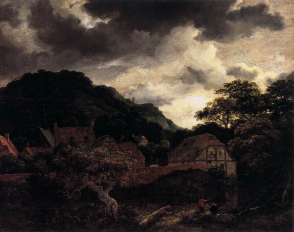 Village at the Wood’s Edge by Jacob Isaackszoon van Ruisdael, hand-painted oil painting reproduction