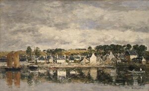 Village by a River by Eugène Louis Boudin, hand-painted oil painting reproduction
