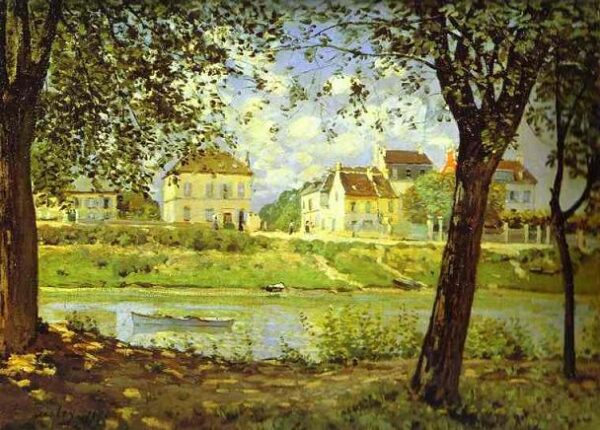 Village on the Banks of the Seine by Alfred Sisley, hand-painted oil painting reproduction