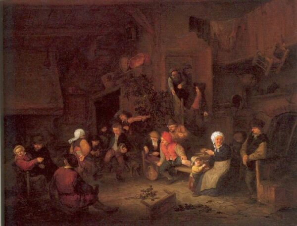 Villagers Merrymaking At An Inn by Adriaen van Ostade, hand-painted oil painting reproduction