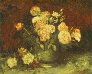 Bowl with Peonies and Roses by Vincent van Gogh, hand-painted oil painting reproduction