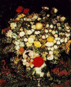 Chrysanthemums and Wild Flowers in a Vase by Vincent van Gogh, hand-painted oil painting reproduction