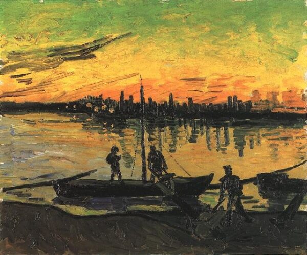 Coal Barges Yellow by Vincent van Gogh, hand-painted oil painting reproduction