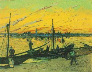 Coal Barges by Vincent van Gogh, hand-painted oil painting reproduction