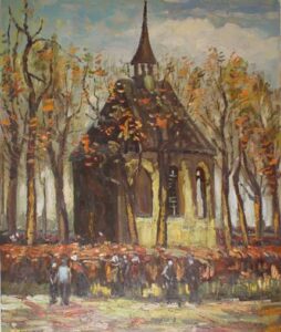 Congregation Leaving the Reformed Church in Nuenen by Vincent van Gogh, hand-painted oil painting reproduction
