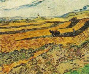 Enclosed Field with Ploughman by Vincent van Gogh, hand-painted oil painting reproduction
