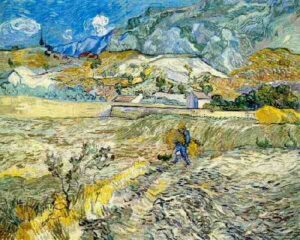 Enclosed Wheat Field with Peasant by Vincent van Gogh, hand-painted oil painting reproduction
