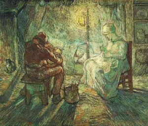 Evening The Watch After Millet by Vincent van Gogh, hand-painted oil painting reproduction