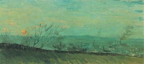 Factories Seen from a Hillside in Moonlight by Vincent van Gogh, hand-painted oil painting reproduction