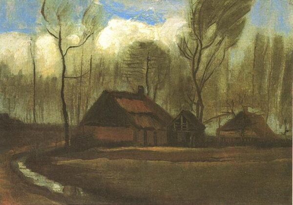 Farmhouses Among Trees by Vincent van Gogh, hand-painted oil painting reproduction