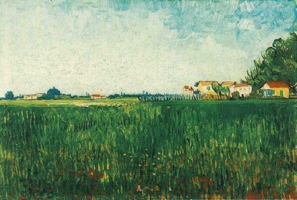 Farmhouses in a Wheat Field Near Arles by Vincent van Gogh, hand-painted oil painting reproduction