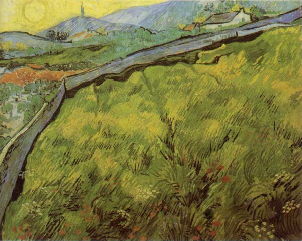 Field of Spring Wheat at Sunrise by Vincent van Gogh, hand-painted oil painting reproduction