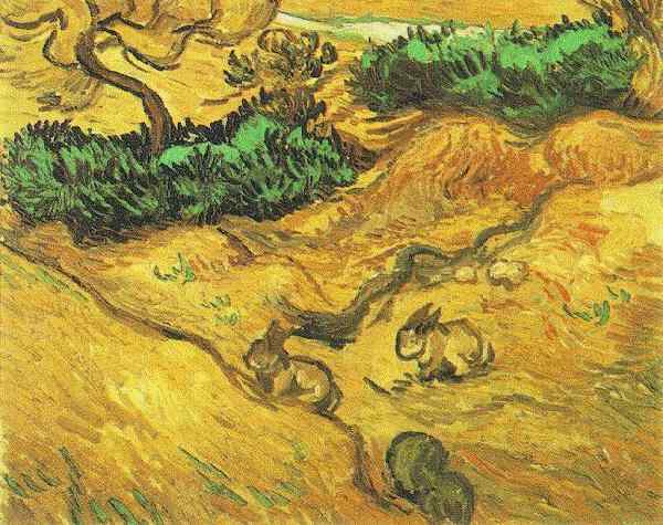 Field with Two Rabbits by Vincent van Gogh, hand-painted oil reproduction