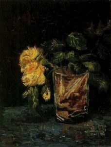Glass with Roses by Vincent van Gogh, hand-painted oil painting reproduction