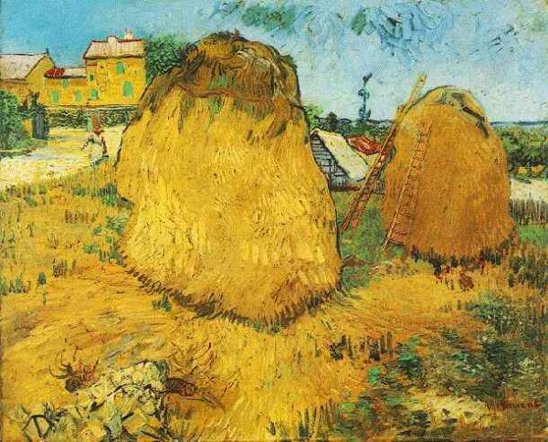 Haystacks in Provence Yellow by Vincent van Gogh, hand-painted oil painting reproduction
