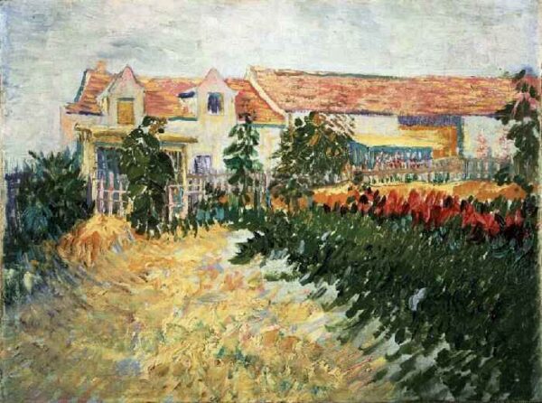 House with Sunflowers by Vincent van Gogh, hand-painted oil painting reproduction