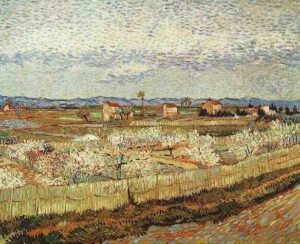 La Crau with Peach Trees in Blossom by Vincent van Gogh, hand-painted oil painting reproduction