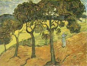 Landscape with Trees and Figures by Vincent van Gogh, hand-painted oil painting reproduction