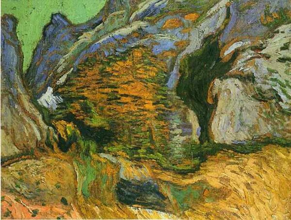 Les Peiroulets Ravine Yellow by Vincent van Gogh, hand-painted oil painting reproduction