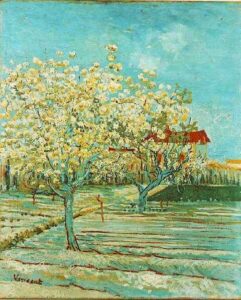 Orchard in Blossom Cyan by Vincent van Gogh, hand-painted oil painting reproduction