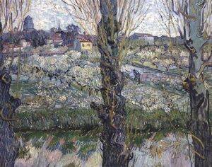 Orchard in Blossom with View of Arles by Vincent van Gogh, hand-painted oil painting reproduction