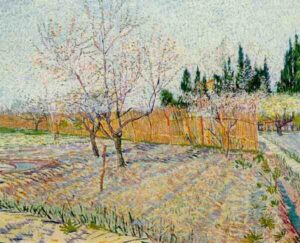 Orchard with Peach Trees in Blossom by Vincent van Gogh, hand-painted oil painting reproduction