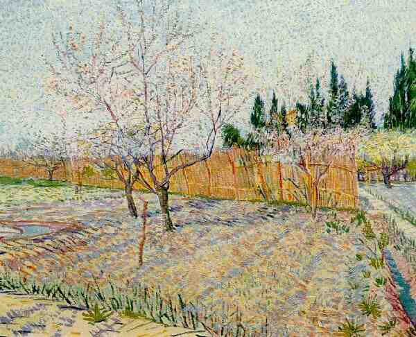 Orchard with Peach Trees in Blossom by Vincent van Gogh, hand-painted oil reproduction