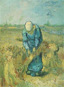 Peasant Woman Binding Sheaves After Millet by Vincent van Gogh, hand-painted oil painting reproduction