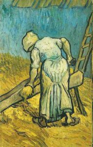 Peasant Woman Cutting Straw After Millet by Vincent van Gogh, hand-painted oil painting reproduction