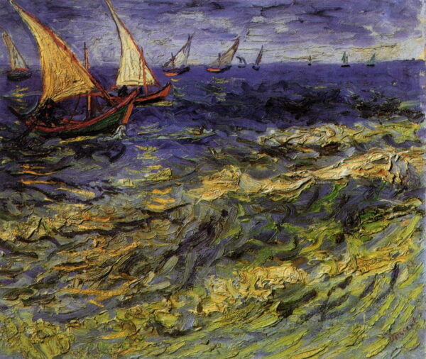 Seascape at Saintes Maries Yellow by Vincent van Gogh, hand-painted oil painting reproduction