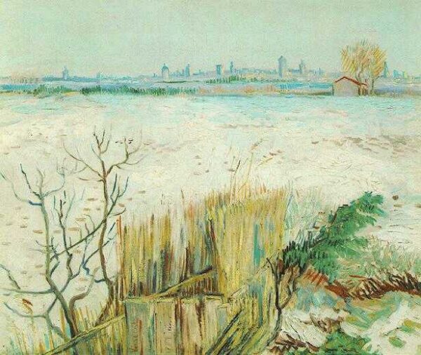 Snowy Landscape with Arles in the Background by Vincent van Gogh, hand-painted oil painting reproduction