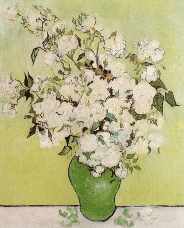 Still Life Pink Roses in a Vase by Vincent van Gogh, hand-painted oil painting reproduction