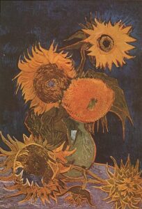 Still Life Vase with Five Sunflowers by Vincent van Gogh, hand-painted oil painting reproduction