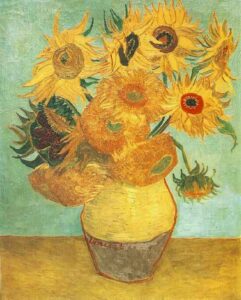 Still Life Vase with Twelve Sunflowers Blue by Vincent van Gogh, hand-painted oil painting reproduction