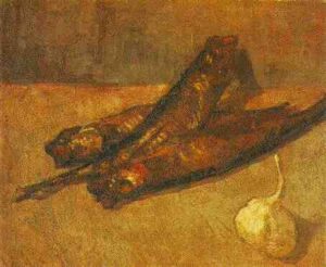 Still Life with Bloaters and Garlic by Vincent van Gogh, hand-painted oil painting reproduction