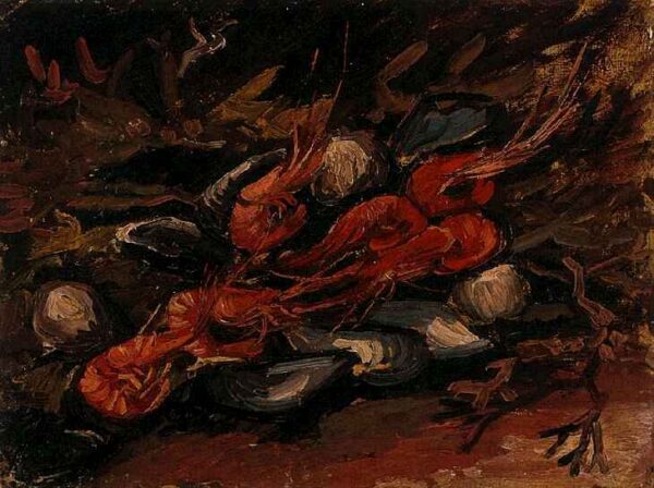 Still Life with Mussels and Shrimps by Vincent van Gogh, hand-painted oil painting reproduction
