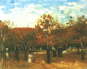 The Bois de Boulogne with People Walking by Vincent van Gogh, hand-painted oil painting reproduction