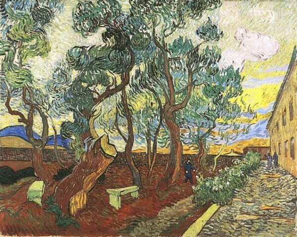 The Garden of Saint Paul Hospital Blue by Vincent van Gogh, hand-painted oil reproduction