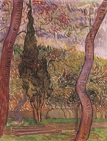 The Garden of Saint Paul Hospital Red by Vincent van Gogh, hand-painted oil reproduction