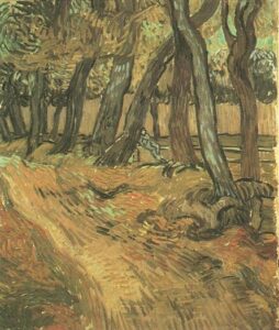 The Garden of Saint Paul Hospital with Figure by Vincent van Gogh, hand-painted oil painting reproduction