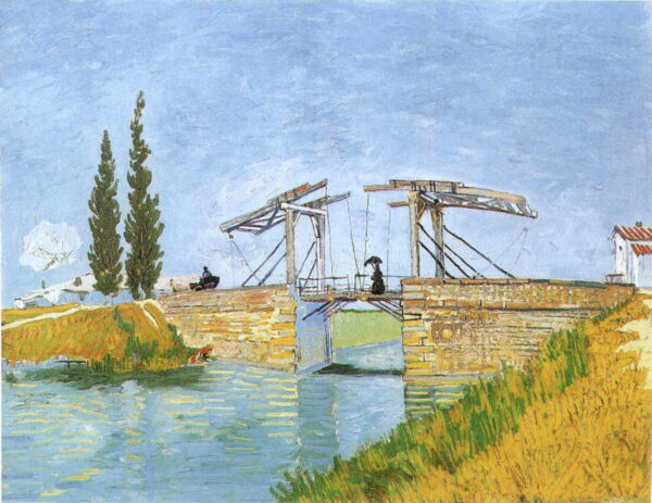The Langlois Bridge at Arles with Women Washing by Vincent van Gogh, hand-painted oil painting reproduction
