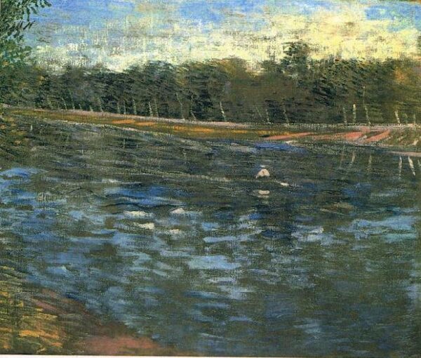 The Seine with a Rowing Boat by Vincent van Gogh, hand-painted oil painting reproduction