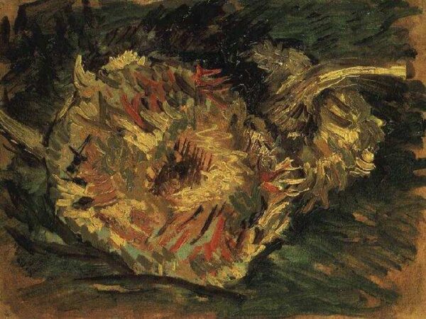 Two Cut Sunflowers by Vincent van Gogh, hand-painted oil painting reproduction