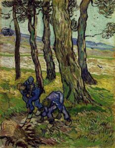Two Diggers Among Trees by Vincent van Gogh, hand-painted oil painting reproduction