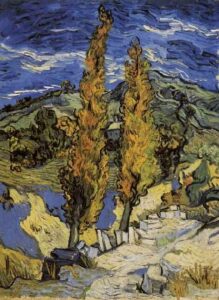 Two Poplars on a Road Through the Hills by Vincent van Gogh, hand-painted oil painting reproduction