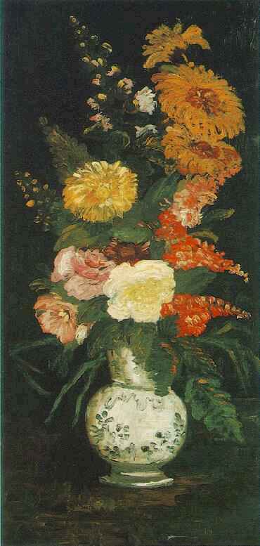 Vase with Asters Salvia and Other Flowers by Vincent van Gogh, hand-painted oil reproduction