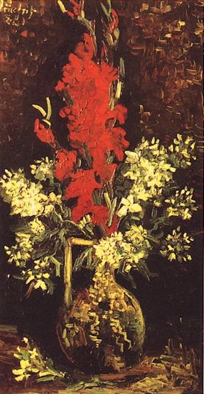 Vase with Gladioli and Carnations Red by Vincent van Gogh, hand-painted oil reproduction