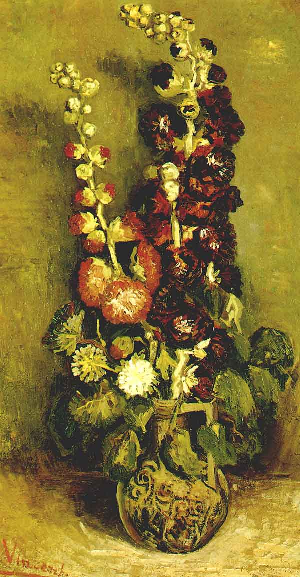 Vase with Hollyhocks by Vincent van Gogh, hand-painted oil reproduction