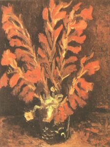 Vase with Light Red Gladioli by Vincent van Gogh, hand-painted oil painting reproduction