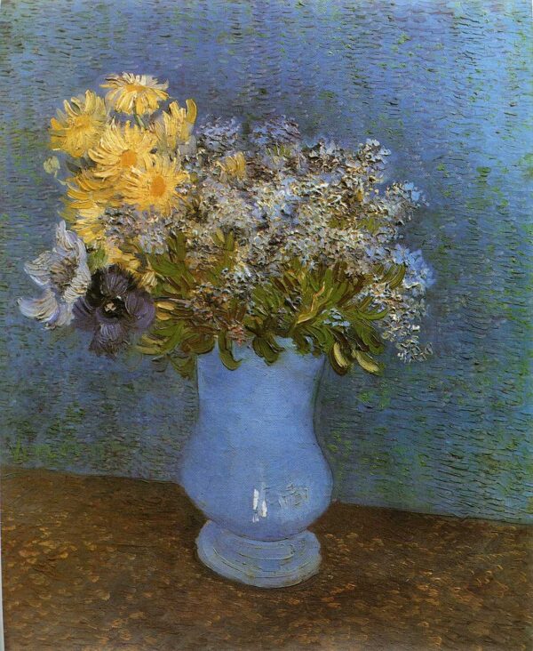Vase with Lilacs Daisies and Anemones by Vincent van Gogh, hand-painted oil painting reproduction